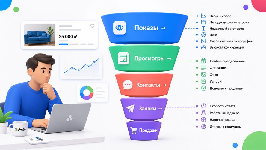 Авитолог анализирует не только просмотры, но и путь пользователя от показа объявления до продажи